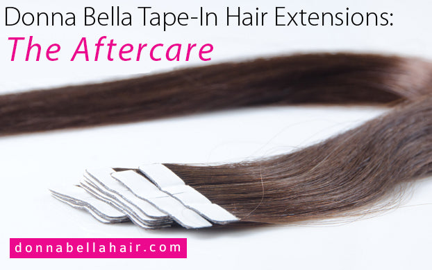 several wefts of brown tape in extensions by donna bella