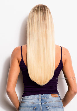 16" Flat-Tip Pro Straight #1001 (Platinum Blond) - Donna Bella Hair2